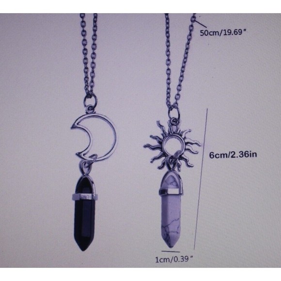 2 Healing Protecting Sun Moon Crystal Pendants Necklace Car Hanger Pendulum NWT - Picture 4 of 7